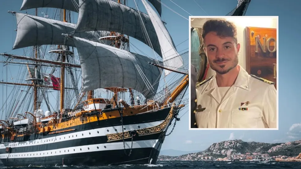 Daniele Marino e o navio Amerigo Vespucci