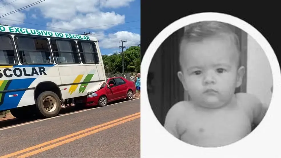 Acidente entre carro e ônibus com bebê de sete meses