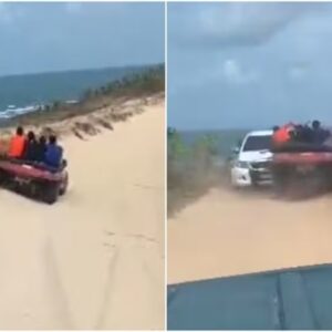 Buggy com turistas colide de frente com caminhonete durante passeio em dunas