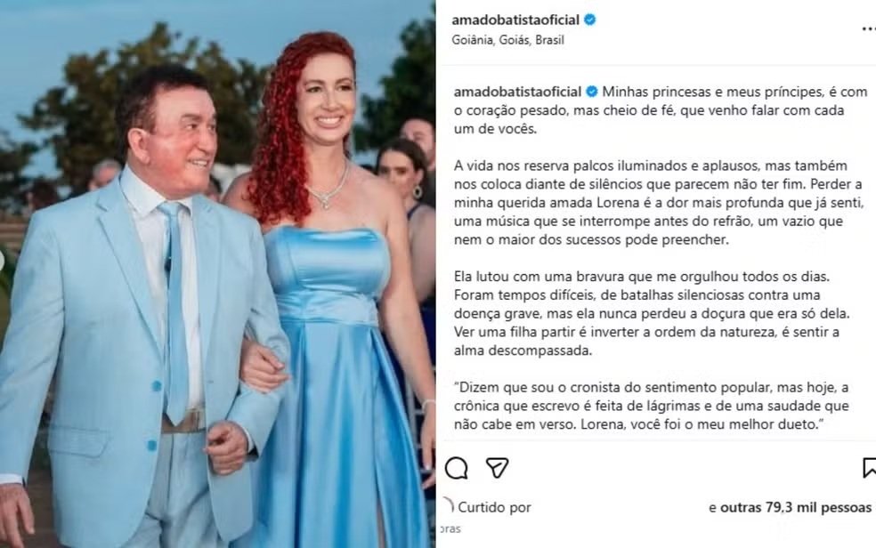 Morre filha do cantor Amado Batista