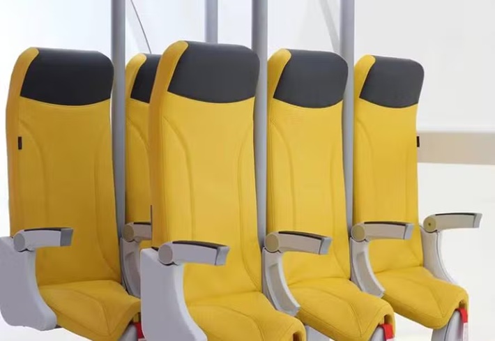 No assento na vertical em avião