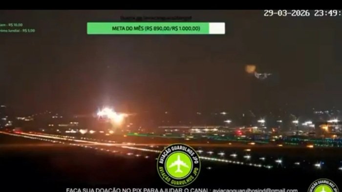 Motor de avião explode após decolagem em Guarulhos