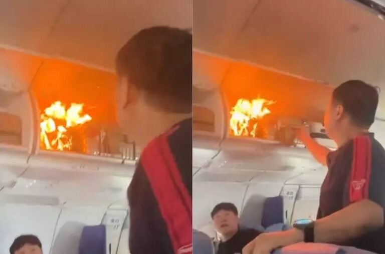 Bateria de lítio pega fogo em voo comercial e avião realiza pouso de emergência