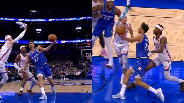 Jogador usa tênis para impedir cesta de adversário na NBA