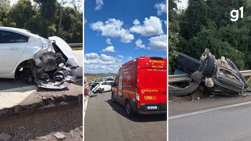 Mãe e filha de 4 anos morrem em acidente envolvendo carros e caminhão bitrem