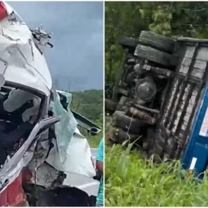 Mãe e filha morrem em acidente entre micro-ônibus e ambulância; 17 ficam feridos