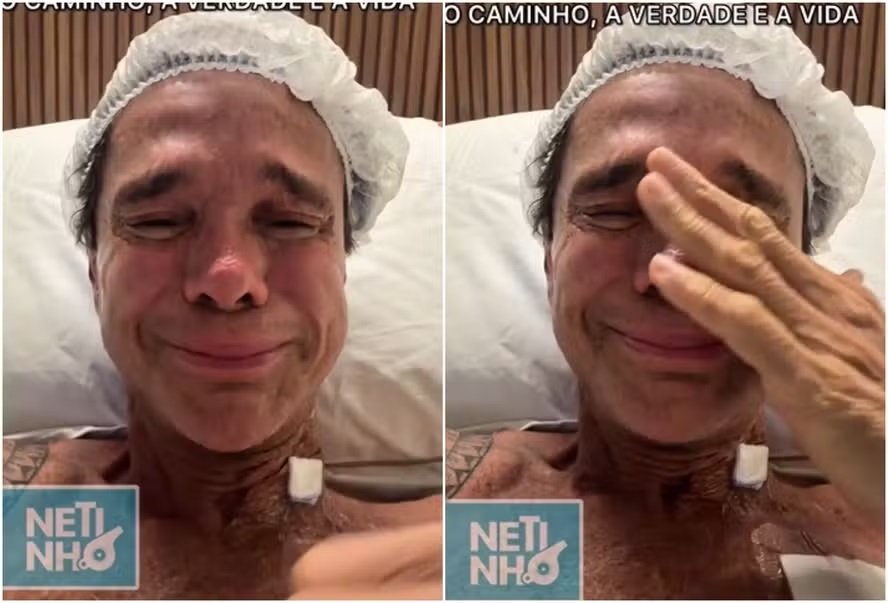 Cantor Netinho chora em hospital após expor volta do câncer: ‘Vai dar tudo certo’