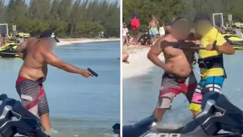Banhista tenta atirar contra velejador durante discussão, mas disparos falham