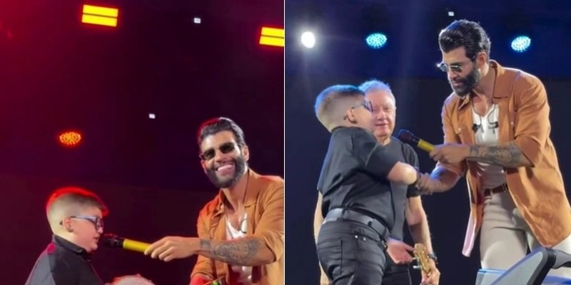 Durante show, Gusttavo Lima propõe empresariar cantor mirim de Coremas