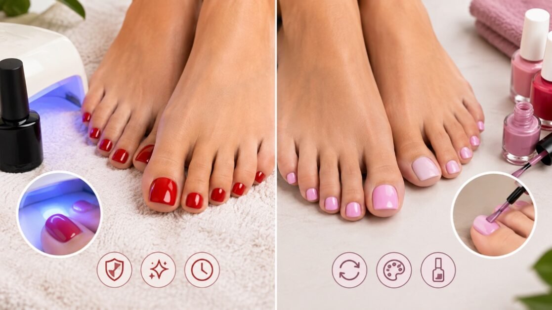 Esmaltação dos pés: gel ou tradicional? Entenda as diferenças de durabilidade e acabamento
